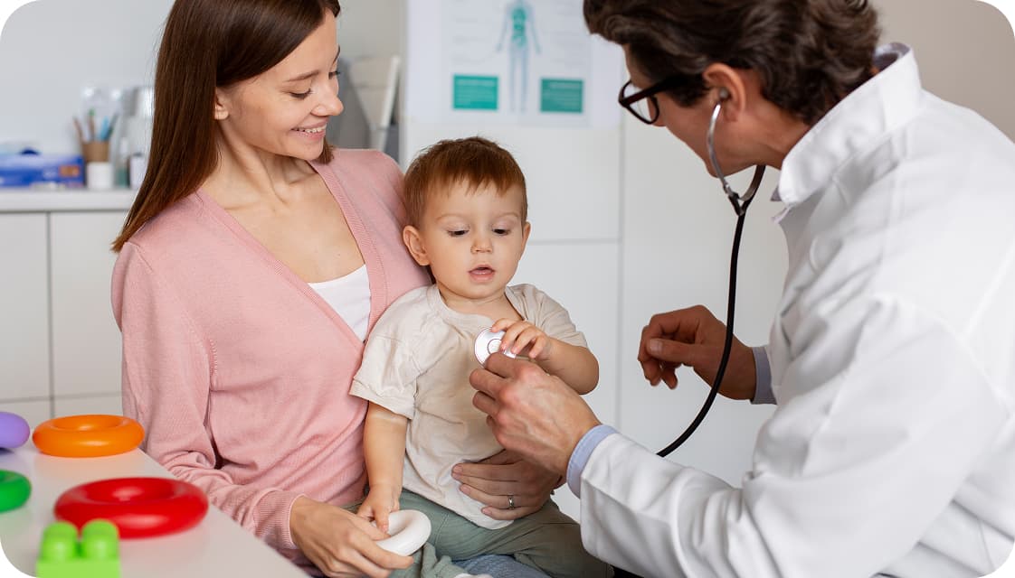 Doctor checks child